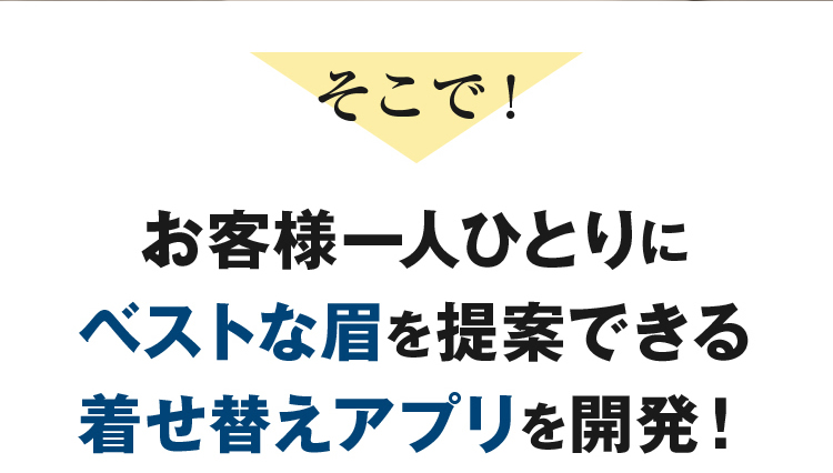 お客様一人ひとりにベストな眉を提案できる着せ替えアプリを開発！