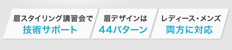 眉スタイリング講習会で技術サポート　眉デザイン44パターン　レディース・メンズ両方に対応